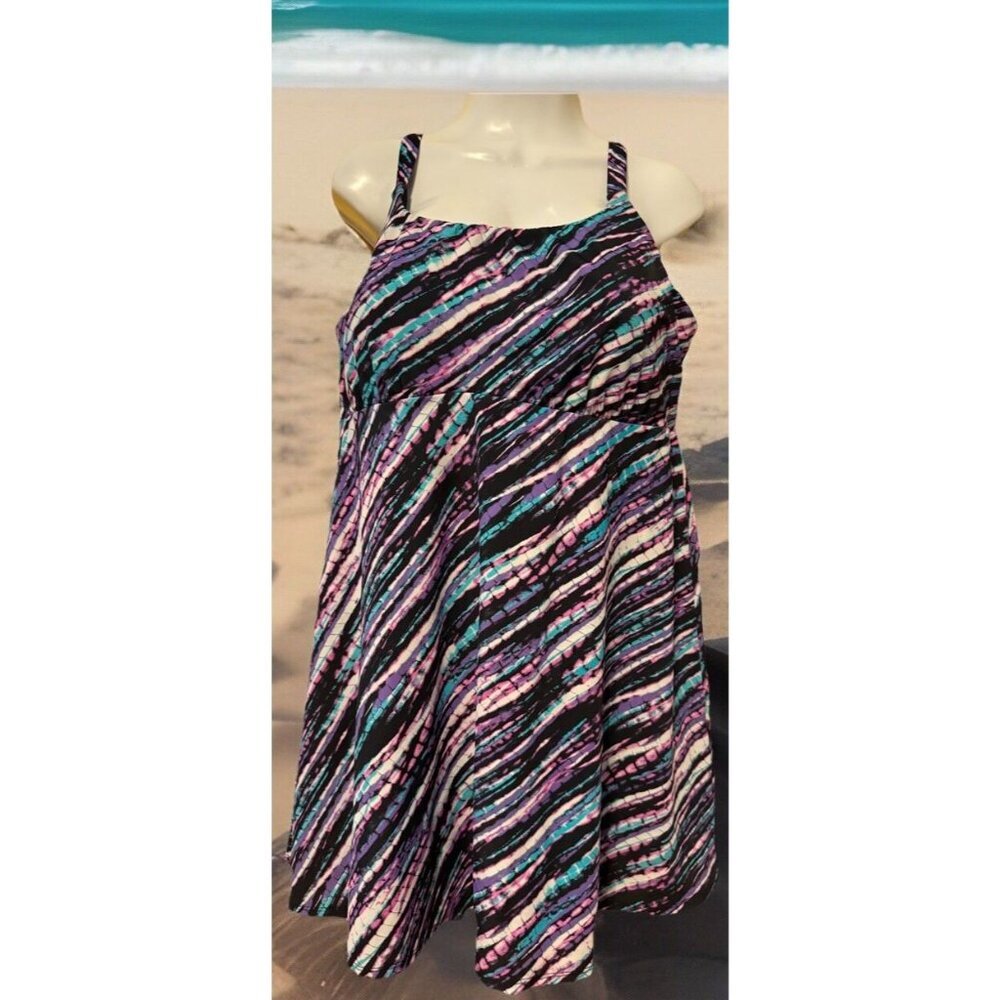 Swimsuits For All Multicolor Swim Dress Built-In Shorts Size 20‎